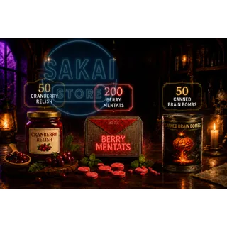 50 CRANBERRY RELISH + 50 CANNED BRAIN BOMBS + 200 BERRY MENTATS
