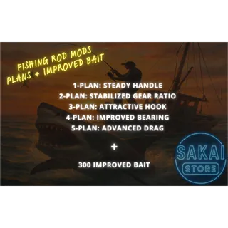 ALL 5 FISHING ROD MODS PLANS + 300 IMPROVED BAIT