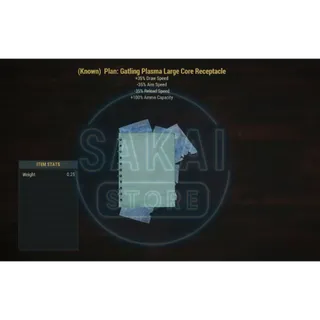 PLAN | GATLING PLASMA LARGE CORE RECEPTACLE