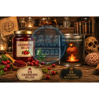 25 CRANBERRY RELISH + 25 CANNED BRAIN BOMBS
