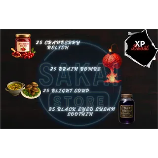 CRANBERRY RELISH + BRAIN BOMBS + BLIGHT SOUP + BLACK EYED SUSAN SOOTHIN