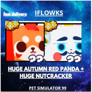 HUGE AUTUMN RED PANDA + HUGE NUTCRACKER