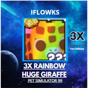3x rainbow huge giraffe