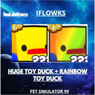 HUGE TOY DUCK + RAINBOW TOY DUCK