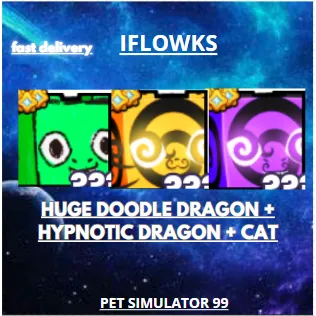 HUGE DOODLE DRAGON + HYPNOTIC DRAGON + CAT