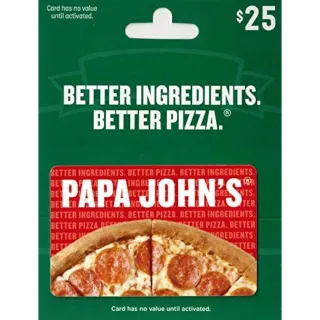 $ 25.00 USD PAPA JOHN'S EGIFT CARD 𝐀𝐔𝐓𝐎 𝐃𝐄𝐋𝐈𝐕𝐄𝐑𝐘 ✔