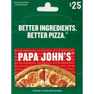 $ 25.00 USD PAPA JOHN'S EGIFT CARD