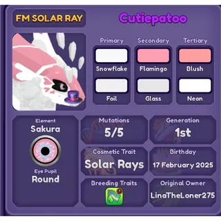 FM Solar Rays Cutiepatoo 