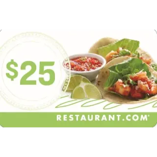 $25.00 USD restaurant.com