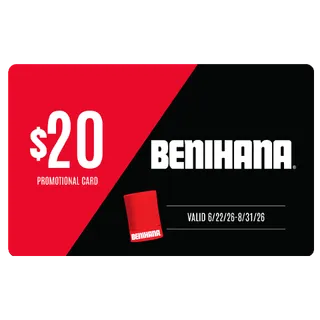 $20 USD Benihana Gift Cards! Dining Dollars are valid from 6.22.2026 – 8.31.2026