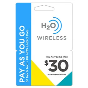 h2o® Wireless Pay As You Go $30 e-PIN Top Up