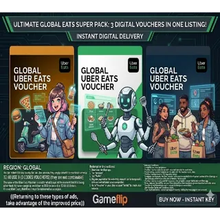 $37.80 USD UBER EATS VOUCHER ANY COUNTRY (3 CODES VOUCHERS )