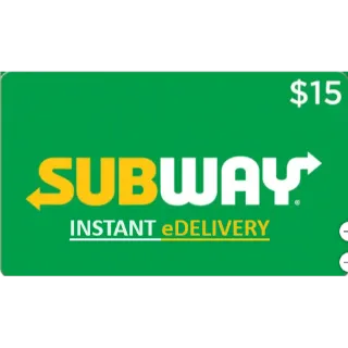 $15.00 Subway Egift card *INSTANT*