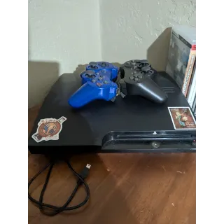 PS3 with 2 controllers and 6 games