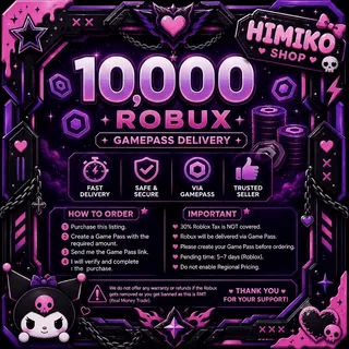 Roblox 10,000 Robux | Gamepass Delivery | Fast Delivery