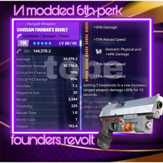 3x 1/1 modded 6th perk founders rev