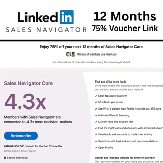 Linkedin Premium Sales Navigator Core 12 Months { 75% Voucher Link }
