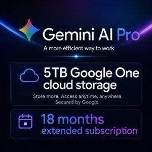 Google Ai Gemini Pro 18 Months + 5TB Google Storage