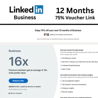 Linkedin Premium Business 12 Months { 75% Voucher Link }
