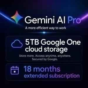 Google Ai Gemini Pro 18 Months + 5TB Google Storage