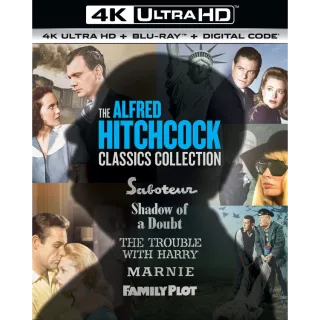 The Alfred Hitchcock Classics 4K Collection (Saboteur / Shadow of a Doubt / The Trouble with Harry / Marnie / Family Plot)