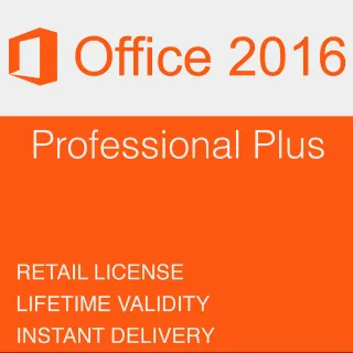 Microsoft Office Professional Plus 2016 - Retail Key (Global) (Activation key with Lifetime activation Method Included)