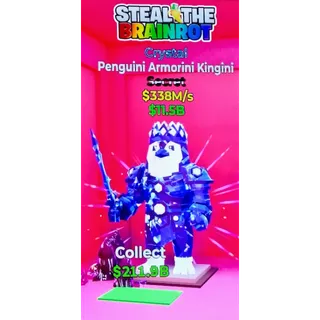 Fortnite Steal The Brainrot | Super Ultra Rare 🔮 Crystal Penguini Armorini Kingini 338M/s