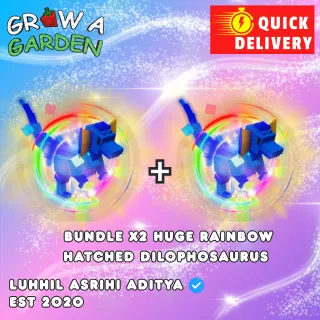 BUNDLE X2 HUGE RAINBOW HATCHED DILOPHOSAURUS 60KG+