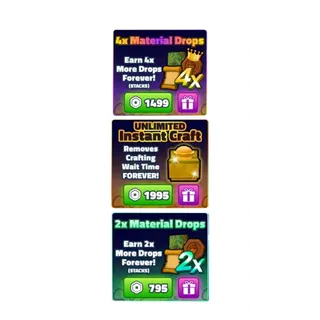 Spongebob Tower Defense | 2x Material Drops, 4x Material Drops and Unlimited Instant Craft Bundle