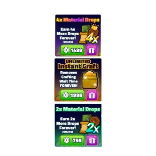 Spongebob Tower Defense | 2x Material Drops, 4x Material Drops and Unlimited Instant Craft Bundle