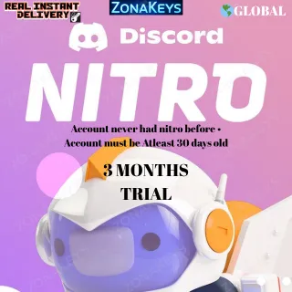 DISCORD NITRO - 3 Months Trial * 🌎GLOBAL ⚡INSTANT DELIVERY 🚁