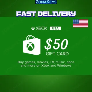 $50.00 Xbox Gift Card ( US ) Stockable ⚡ FAST DELIVERY