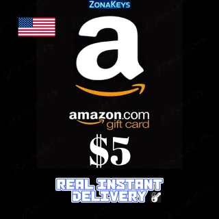 $5.00 USD Amazon Gift Card (US) ✅ Stockable ⚡INSTANT DELIVERY 🚁