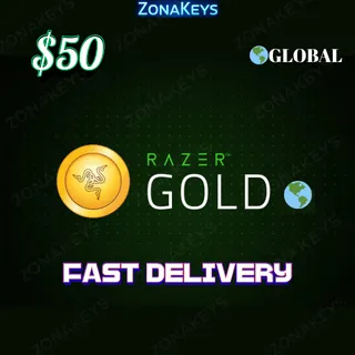 $50 USD RAZER GOLD STOCKABLE 🌎GLOBAL ⚡FAST DELIVERY