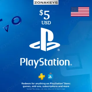 $5.00 USD PlayStation Store (USA) ✅ Stockable ⚡INSTANT DELIVERY 🚁