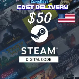 $50.00 Steam GIFT CARD ( US ) ⚡FAST DELIVERY