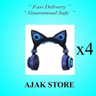 x4 Blue Cat Ear Headphones