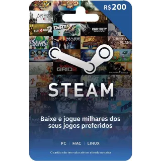 Steam R$200 (BRL) Gift Card - BRAZIL