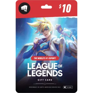 League of Legends $10 Gift Card - NA Server Only