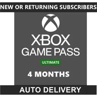 Xbox 4 Month Ultimate Game Pass (READ THE DESCRIPTION)!