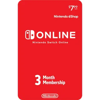 Nintendo Switch Online 3-Month Individual Membership (Nintendo Switch) - US - INSTANT DELIVERY