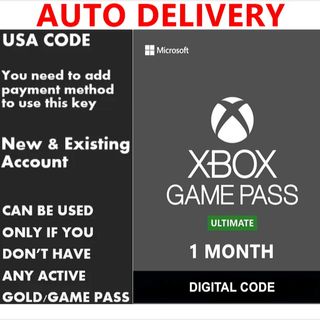 Xbox Game Pass Ultimate 1 Month Live Gold Membership - Existing