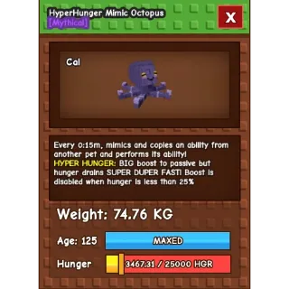 Mimic octopus hyper hunger 3x 15s no toy