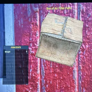 Box of air filter parts