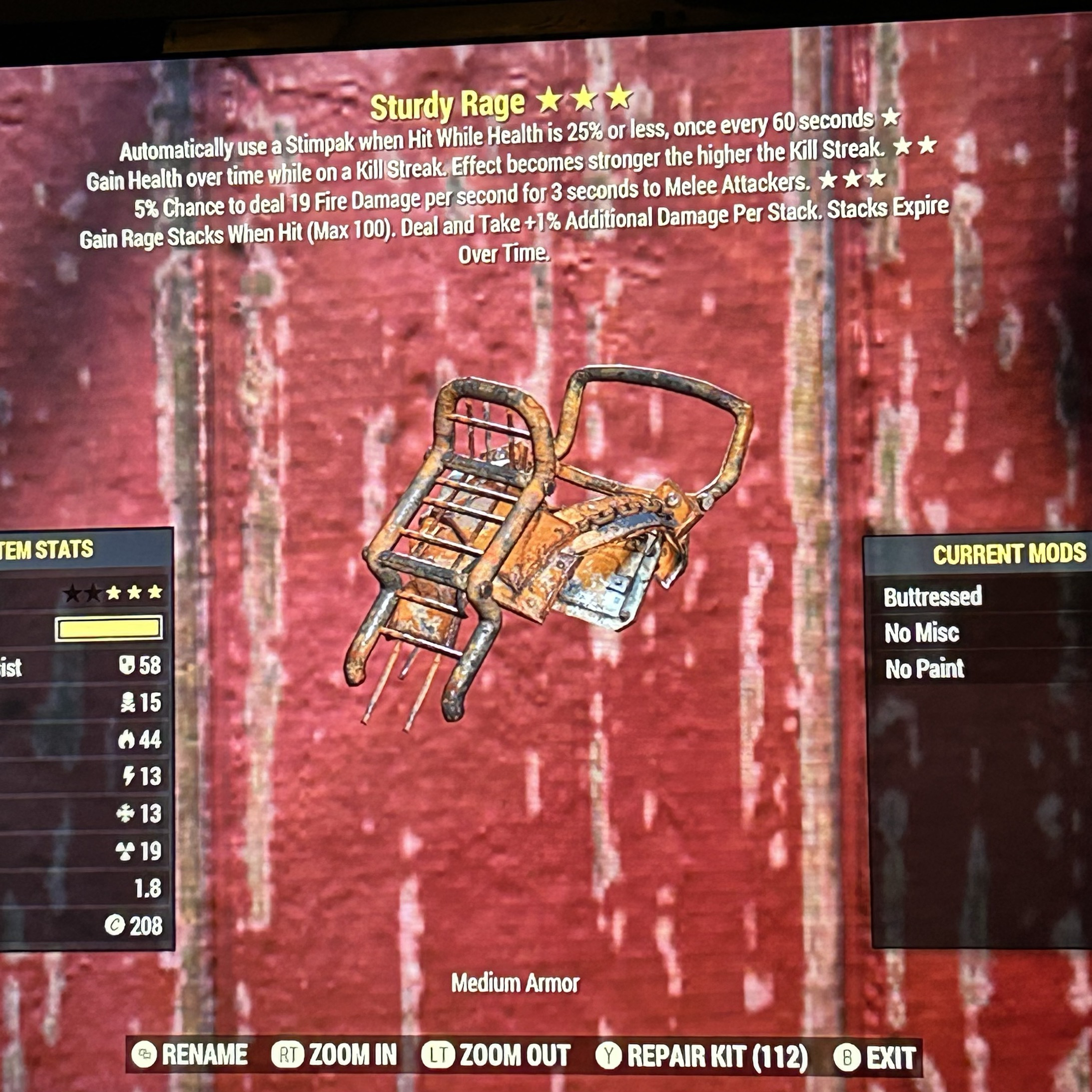 Rage set of all 3 Armor - Fallout 76 Game Item - Gameflip