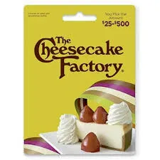 $25.00  USD Cheesecake Factory e-gift card