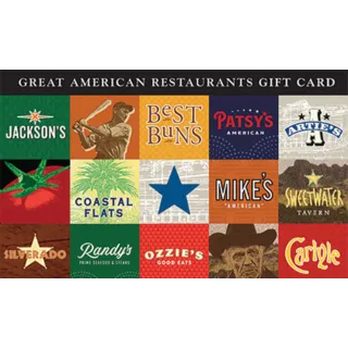 $6.50 USD Great American Restaurants gift card