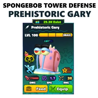 SPONGEBOB TOWER DEFENSE - PREHISTORIC GARY 5⭐ LVL 100/NC/PP 🌈 RAINBOW SERIAL #3 🌈