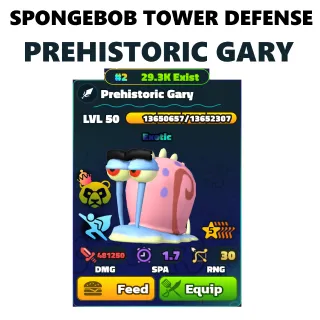 SPONGEBOB TOWER DEFENSE - PREHISTORIC GARY 5⭐ LVL 100/NC/PP 🌈 RAINBOW SERIAL #2 🌈