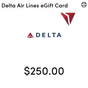 $250 Delta Air Lines eGift Card
